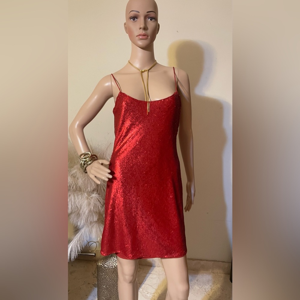 Zara Shimmering Red Sequin Dress
